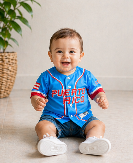 Puerto Rico Kids Baseball Jersey – Bandera Boricua Youth Button-Up Shirt