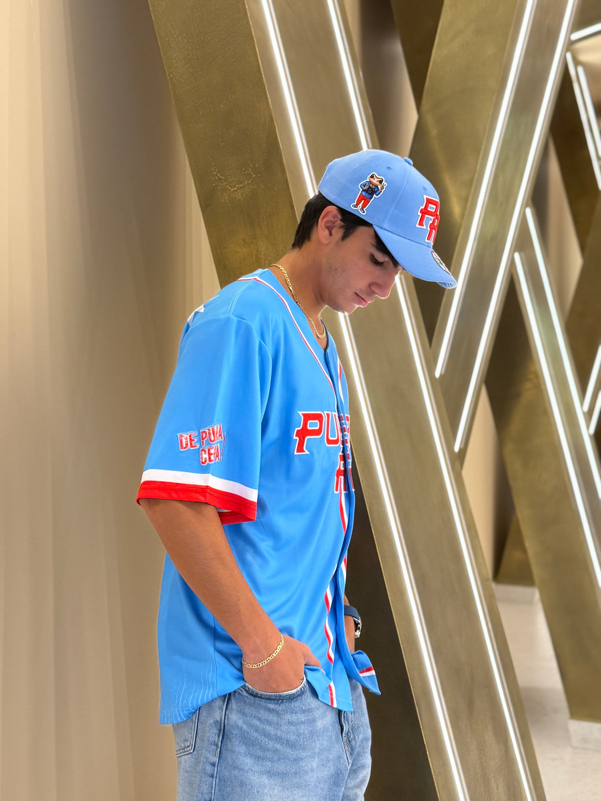 Puerto Rico Bandera Boricua Baseball Jersey – Light Blue PR Flag Embroidered Edition