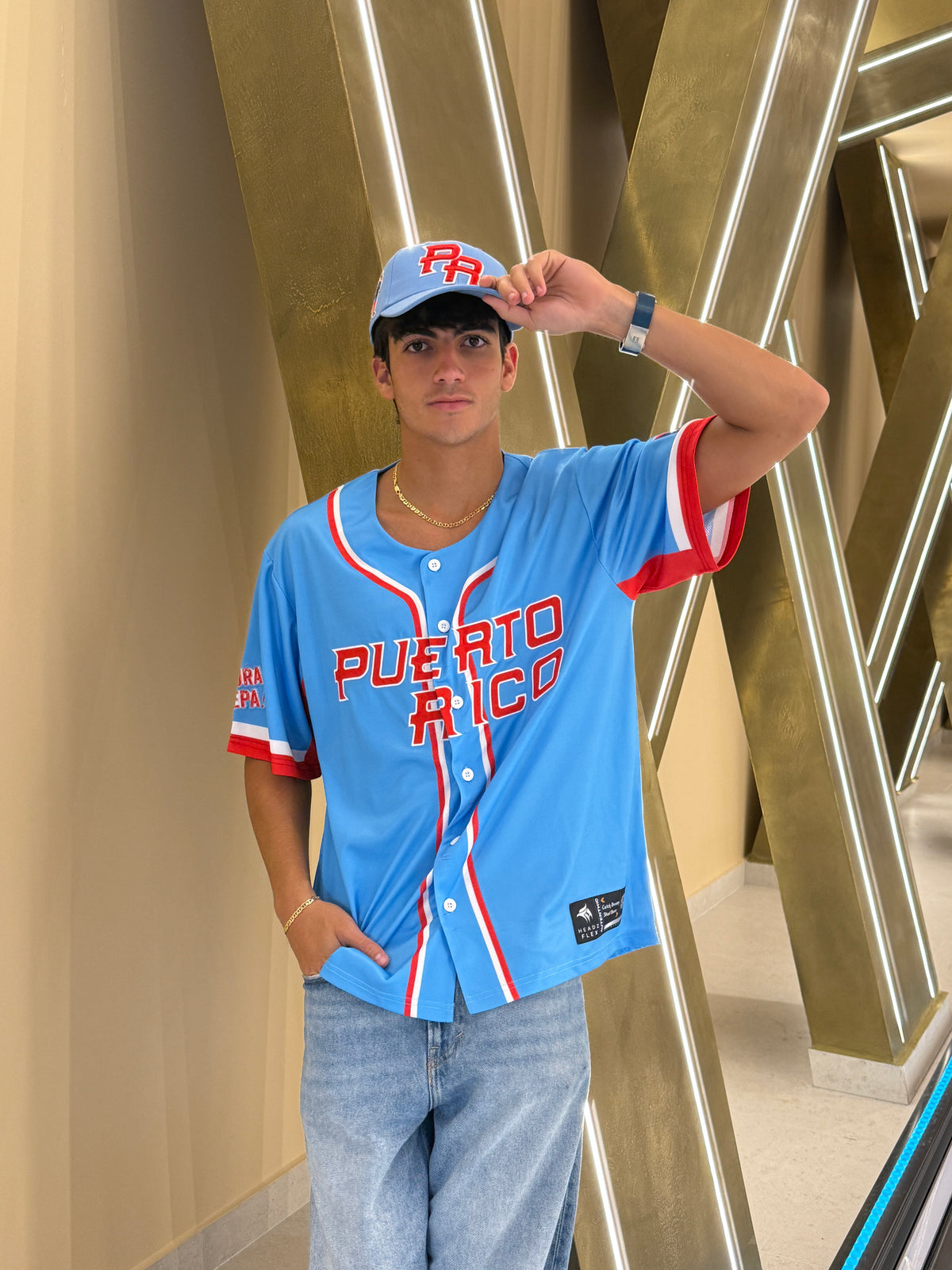 Puerto Rico Bandera Boricua Baseball Jersey – Light Blue PR Flag Embroidered Edition