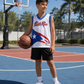Kids Mesh Basketball Jersey – Bright Puerto Rico Flag Sleeveless Shirt