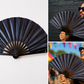 Solid Black Folding Fan – Bamboo Clack Hand Fan