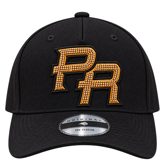Boricua Noir Velvet Snapback – Rhinestone PR Black Black Embroidered Curved Brim Cap