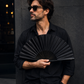 Black bamboo clack fan with clean no graphic design