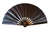 Solid black folding fan with black bamboo ribs