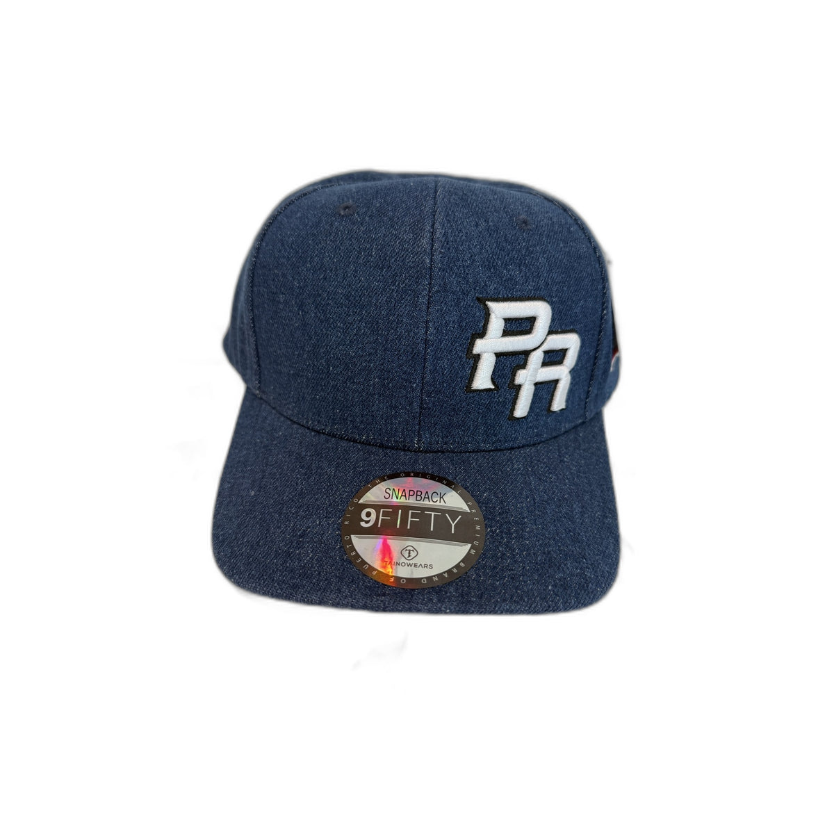 Puerto Rico Denim PR Snapback Hat – Curved Brim, Embroidered PR & Flag Patch
