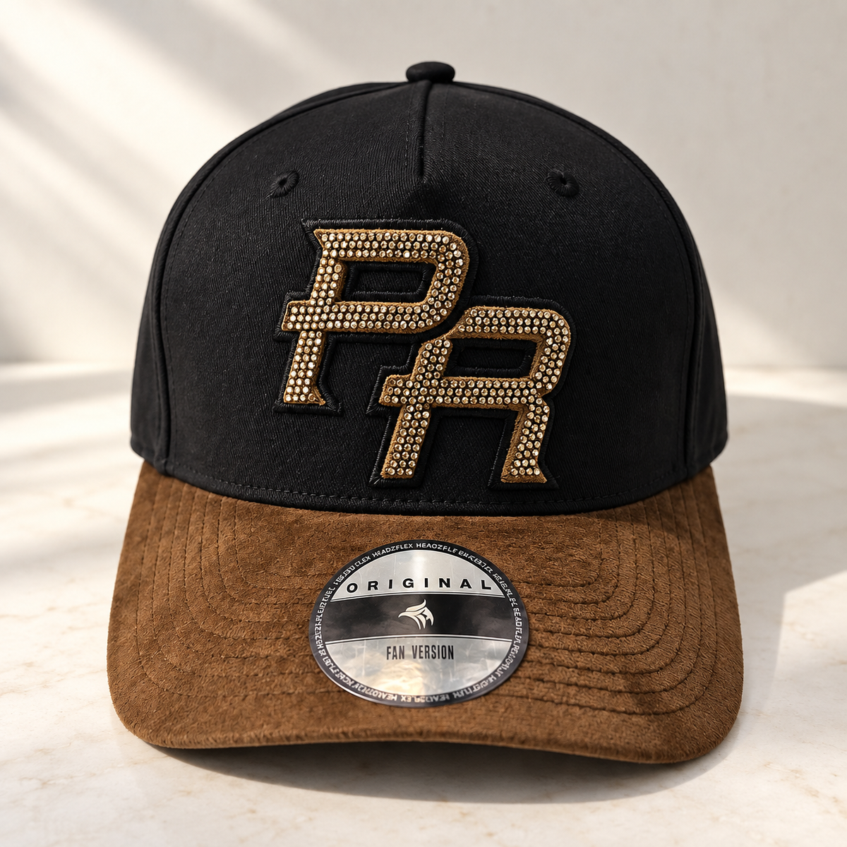 Boricua Noir Velvet Snapback – Rhinestone PR Embroidered Curved Brim Cap