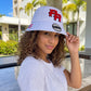 Puerto Rico White Bucket Hat | PR Chenille Cotton Hat