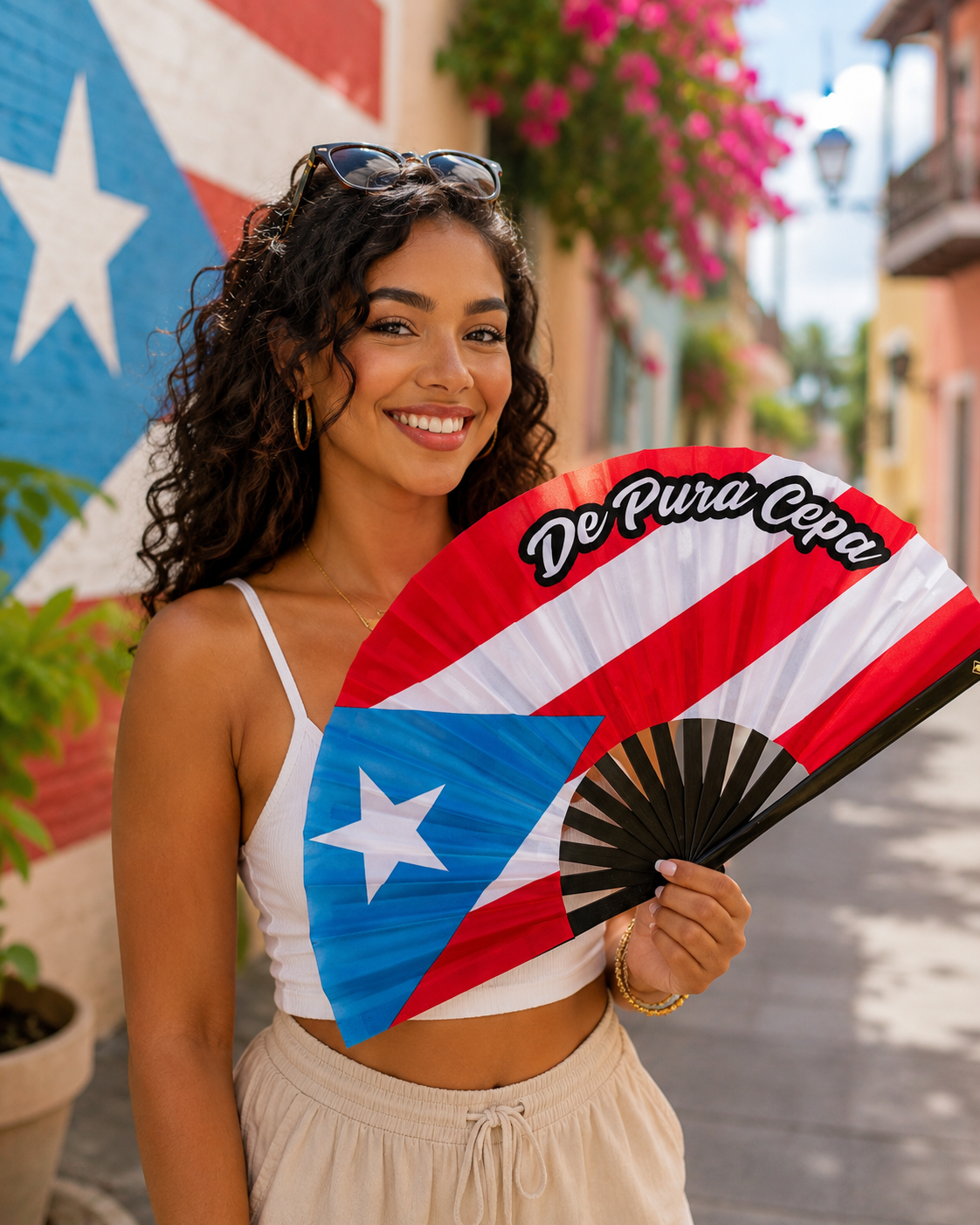 Puerto Rico De Pura Cepa Large Folding Fan – Bamboo Clack Hand Fan