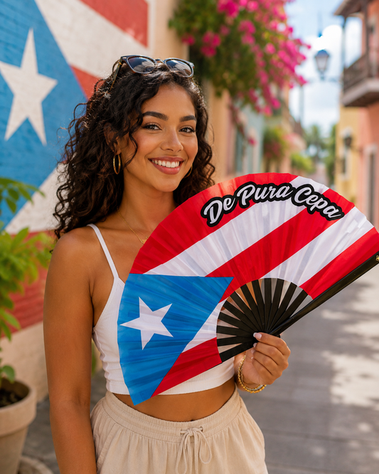 Puerto Rico De Pura Cepa Large Folding Fan – Bamboo Clack Hand Fan