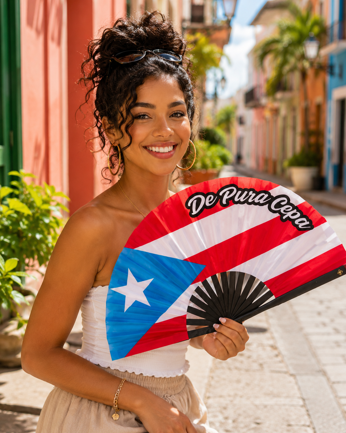 Puerto Rico De Pura Cepa Large Folding Fan – Bamboo Clack Hand Fan