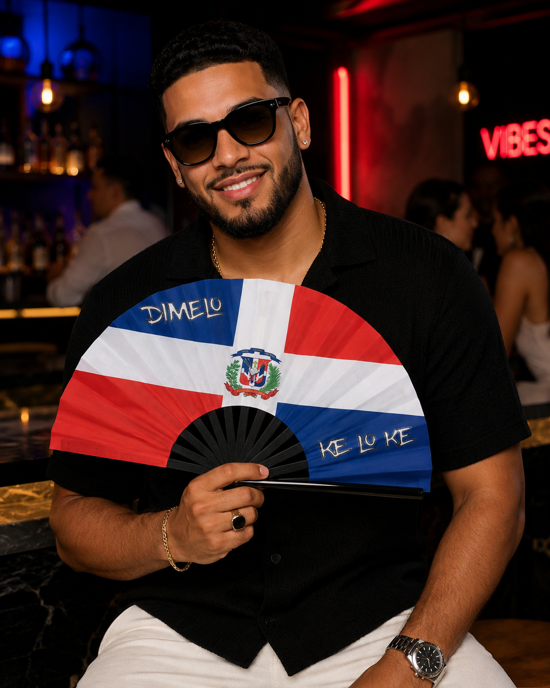 Dímelo Ke Lo Ke Dominican Republic folding fan for festivals and parties