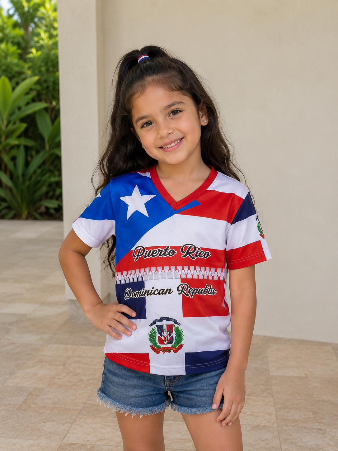 Kids Puerto Rico Dominican Republic V-Neck T-Shirt – Lightweight Cultural Shirt