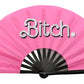 Bright pink large bamboo folding clack fan with bold statement design