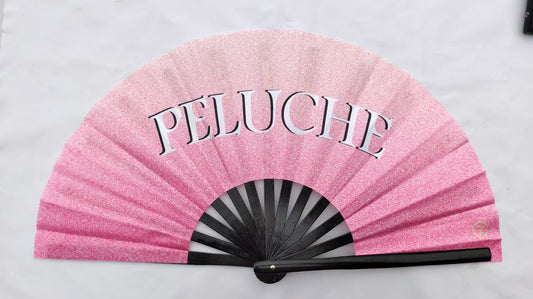 Rave Hand Fans – Large Bamboo Folding Fan with Loud Clack for Festivals, Pride, Summer & Drag ShowsSolid, Glitter, and Statement Designs PELUCHE PINK