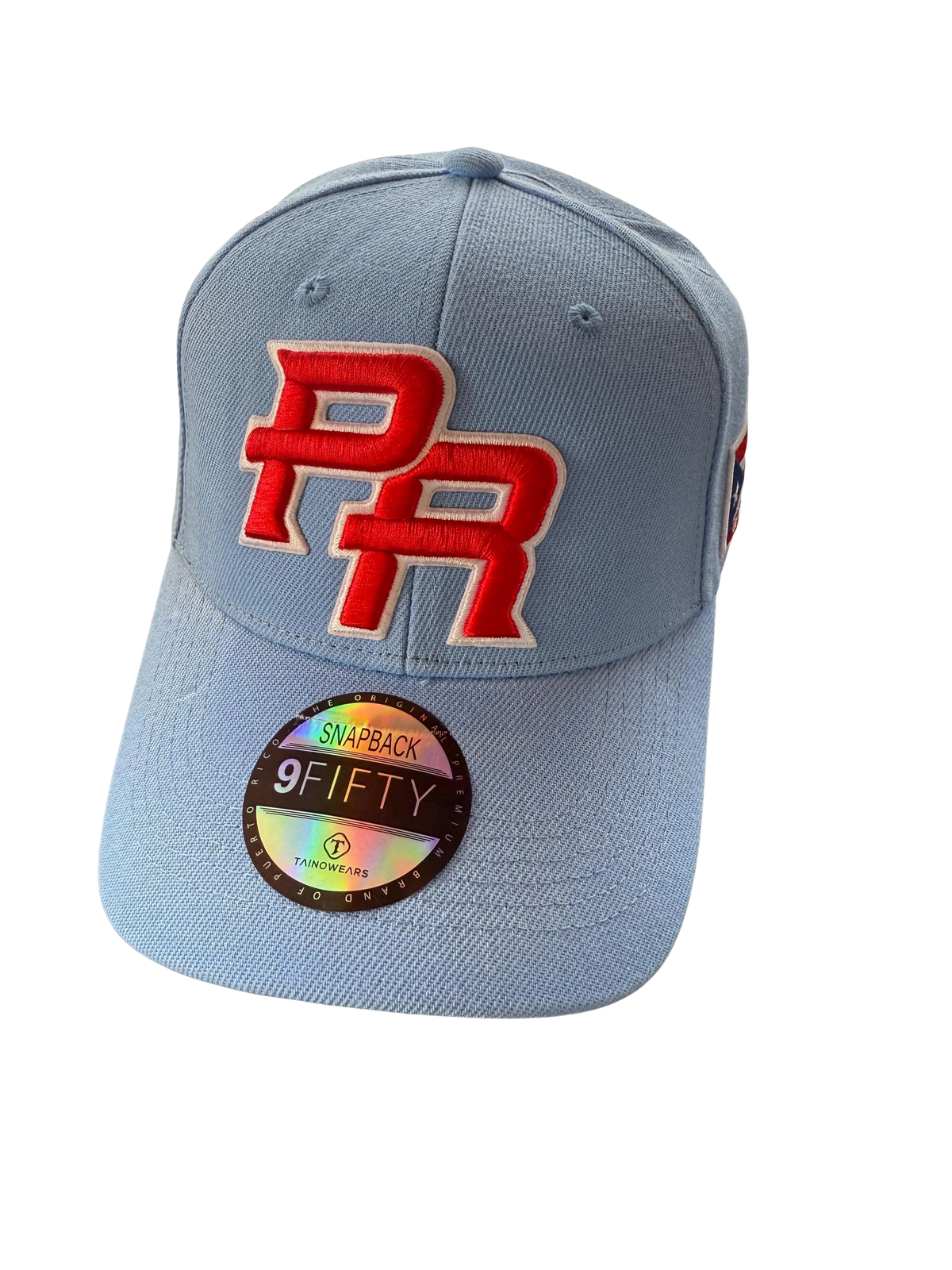Puerto Rico PR Snapback Hat – Light Blue Red 3D Embroidered Cap | Tainowears®