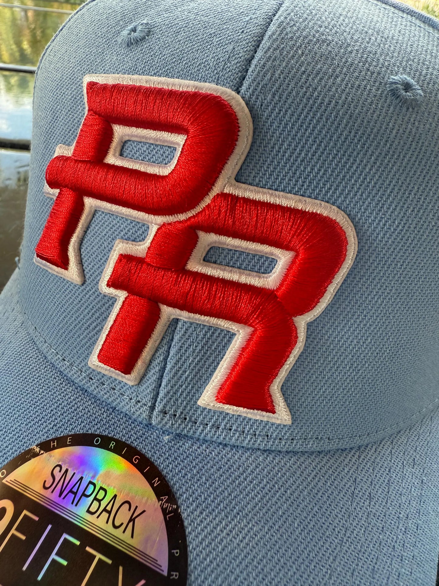 Light Blue PR Snapback Hat – 3D Embroidered, Boricua Streetwear