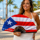 La Isla del Encanto Puerto Rico Large Folding Fan – Bamboo Clack Hand Fan