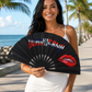 Dominican Republic Juicy Folding Fan – Black Bamboo Clack Fan