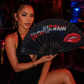 Dominican Republic Juicy Folding Fan – Black Bamboo Clack Fan