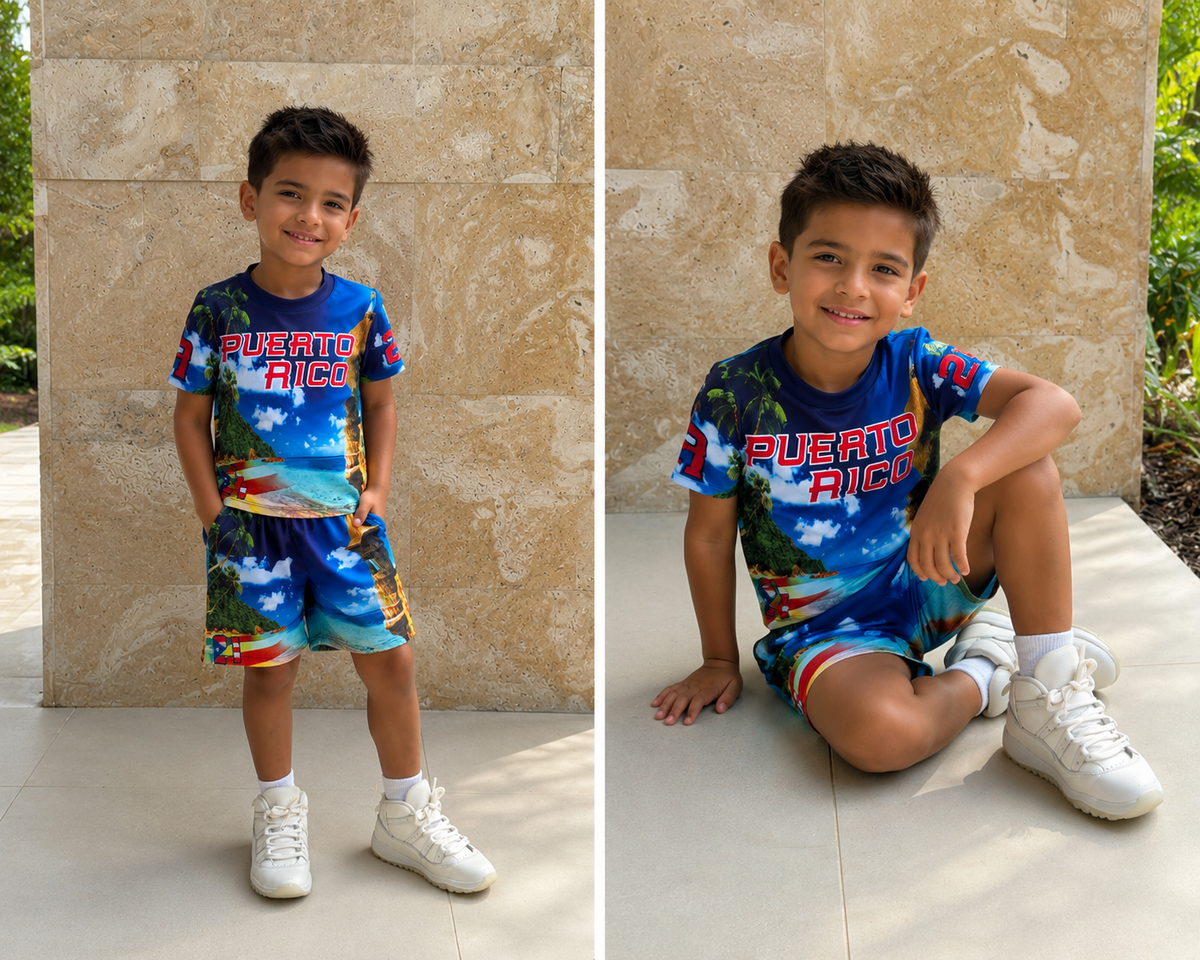 El Morro Puerto Rico kids top and shorts set for beach and vacation