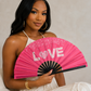Pink Love Folding Fan | Bamboo Clack Hand Fan