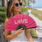 Pink Love Folding Fan | Bamboo Clack Hand Fan