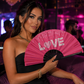 Pink Love Folding Fan | Bamboo Clack Hand Fan