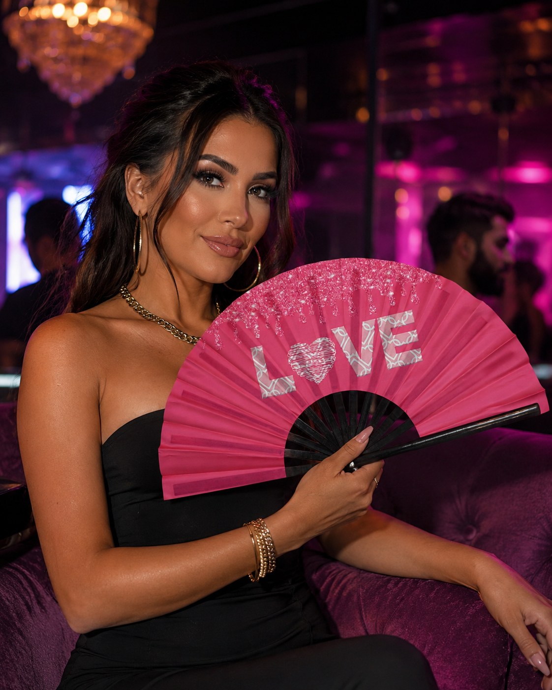 Pink Love Folding Fan | Bamboo Clack Hand Fan