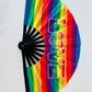 LOVE Rainbow Large Rave Fan – Bamboo Folding Hand Fan with Loud Clack | Festival, Drag, EDM, Party Handheld Fan