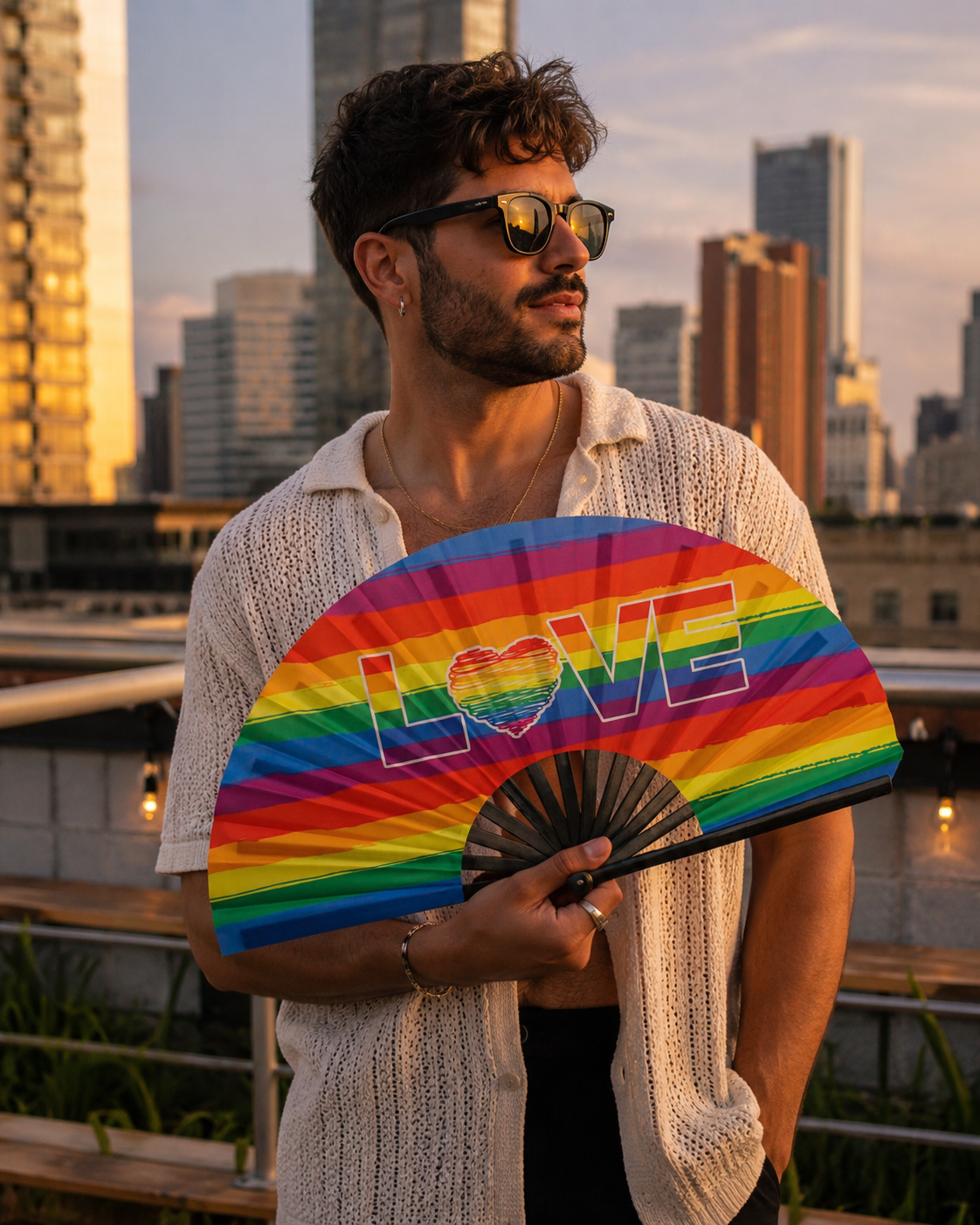 LOVE Rainbow Pride Folding Fan – Bamboo Clack Hand Fan