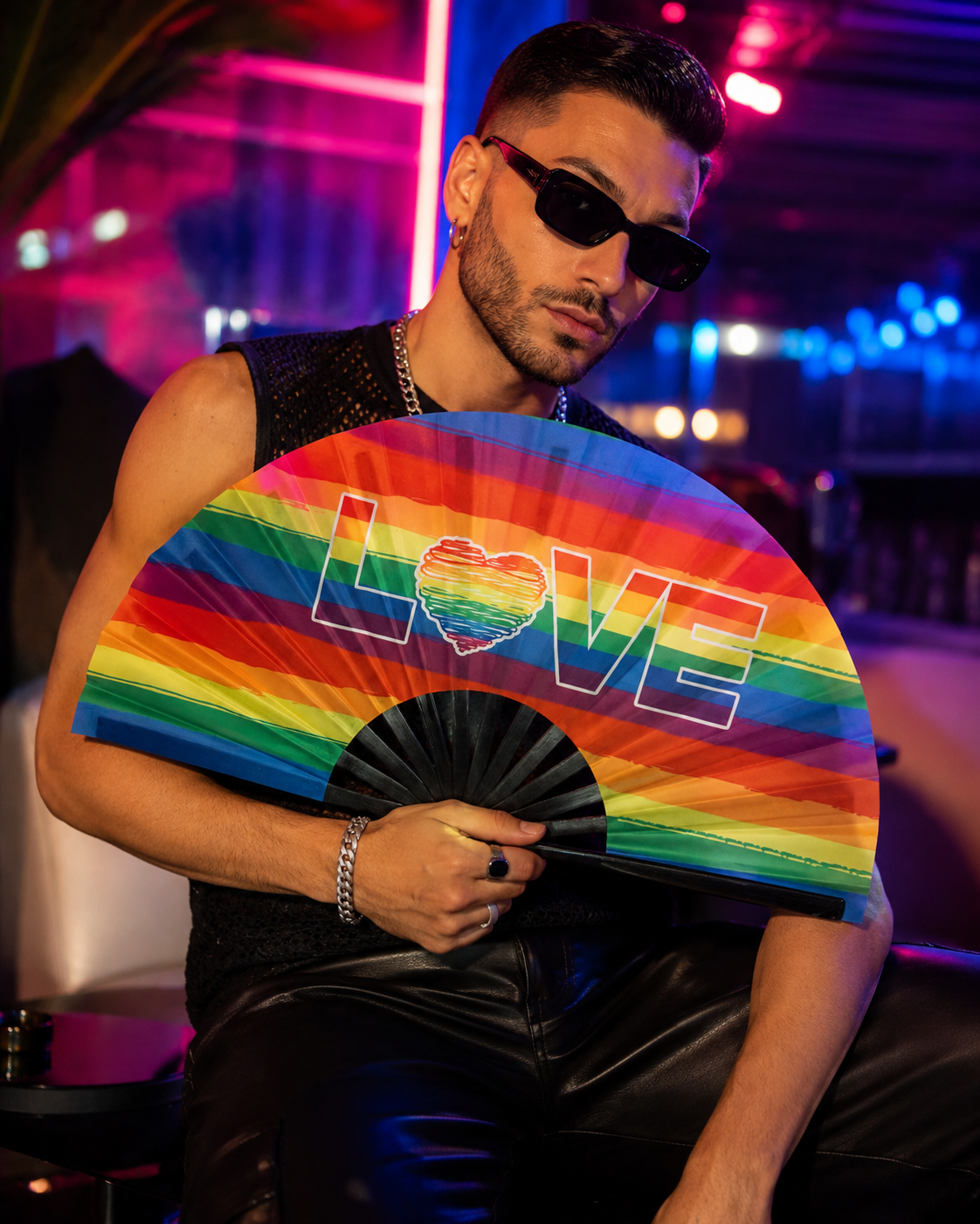 LOVE Rainbow Pride Folding Fan – Bamboo Clack Hand Fan