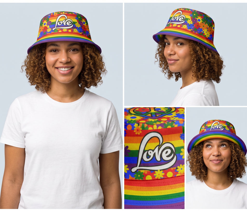 Love Retro Pride Bucket Hat | Bright Festival Streetwear Hat