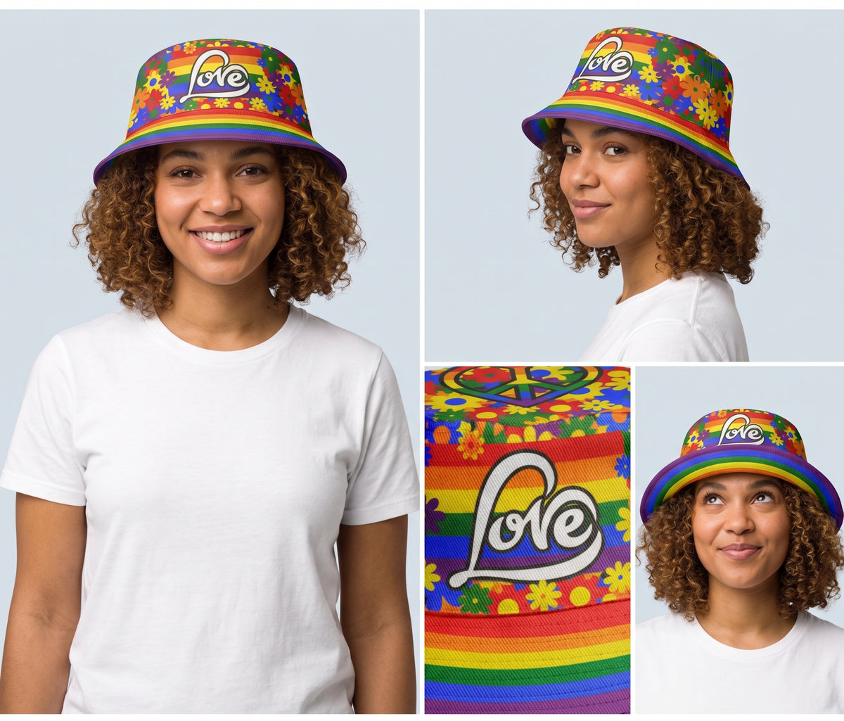 Love Retro Pride Bucket Hat | Bright Festival Streetwear Hat