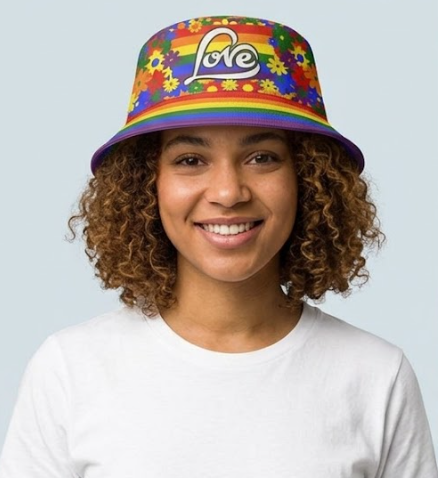 Love Retro Pride Bucket Hat | Bright Festival Streetwear Hat