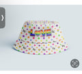 Love retro bucket hat with bright colorful artwork