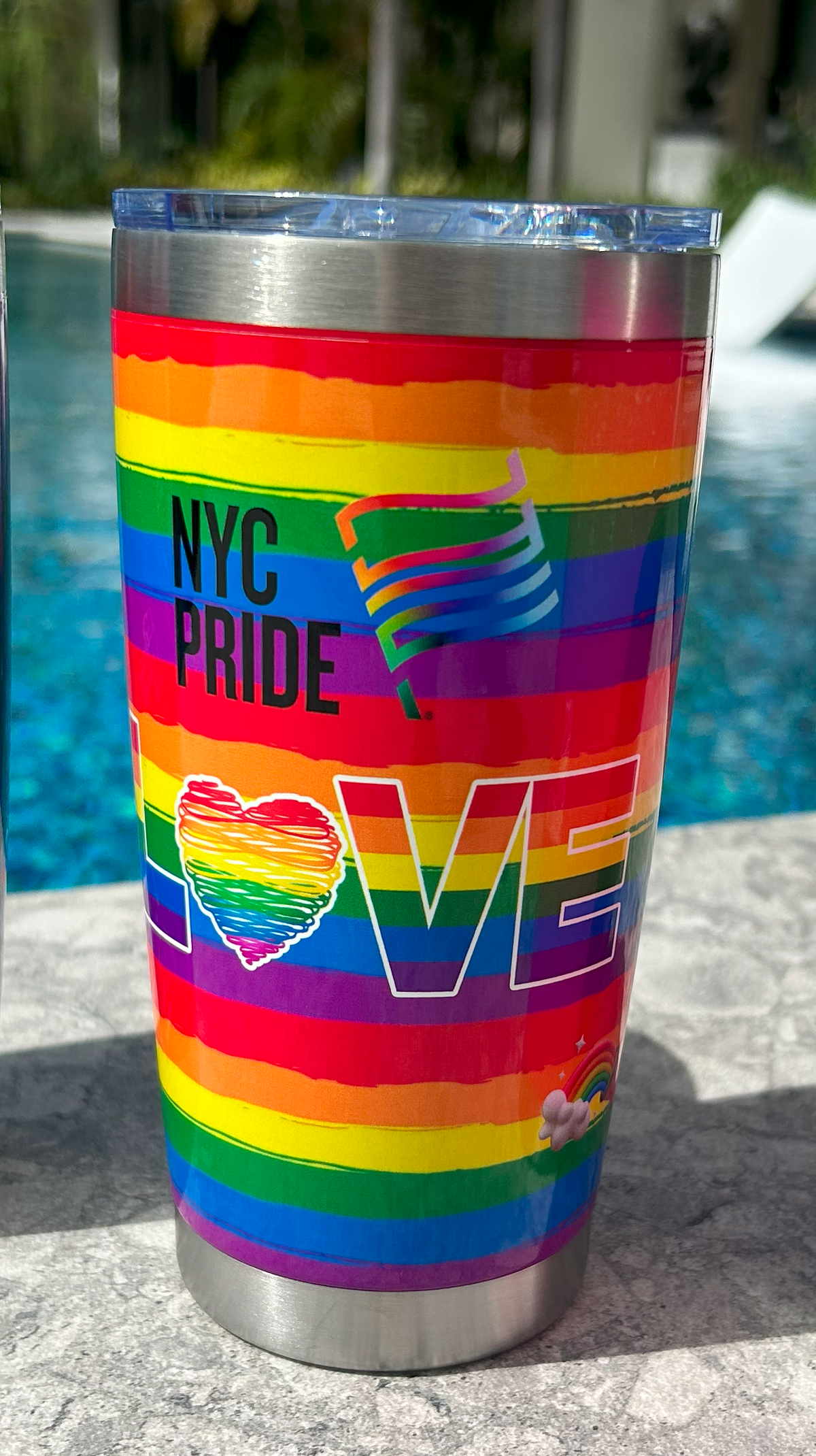 Puerto Rico Rainbow Flag Love 20oz Tumbler – Insulated Stainless Steel Cup
