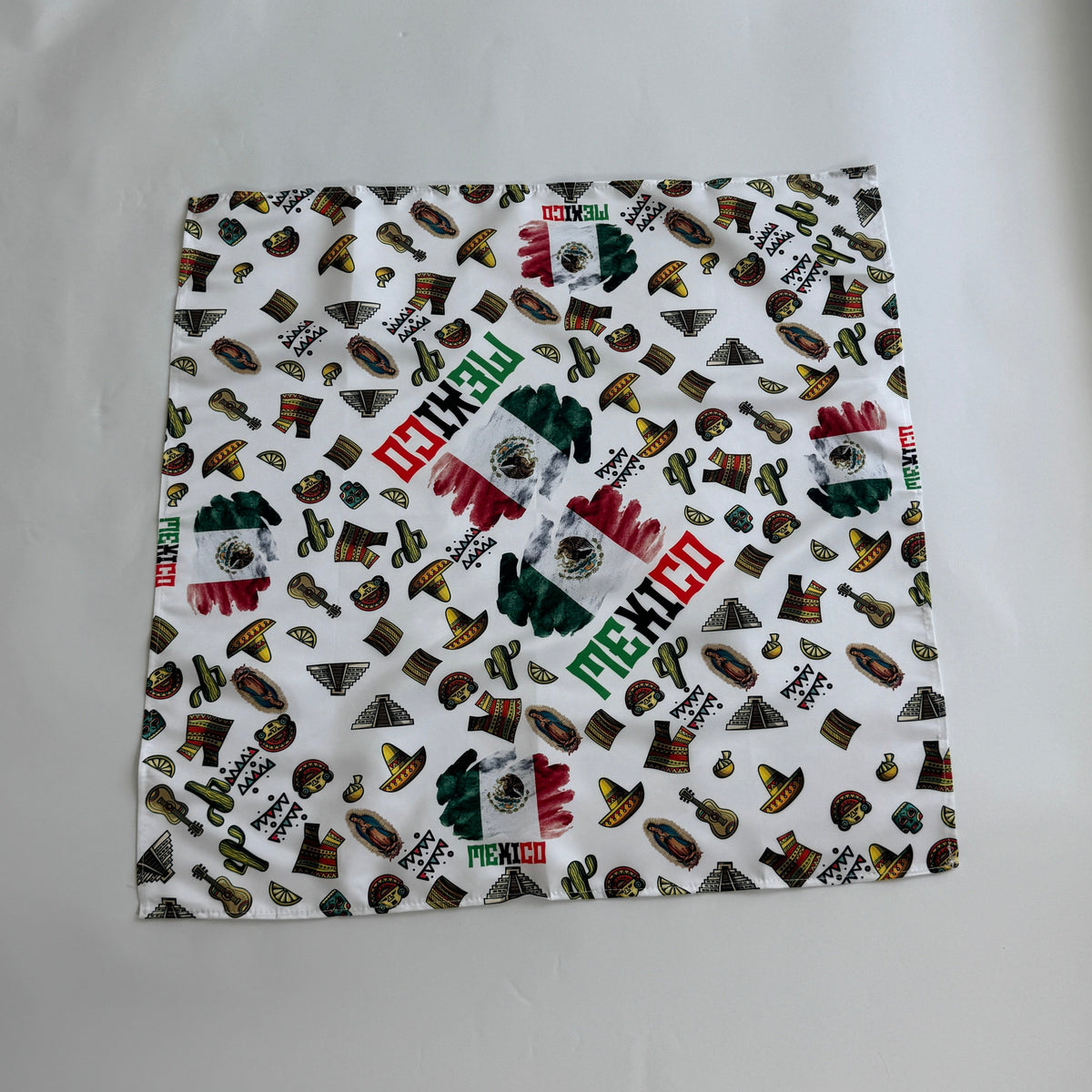 Mexico Symbols Satin Head Scarf Bandana | Fashion Neck Scarf