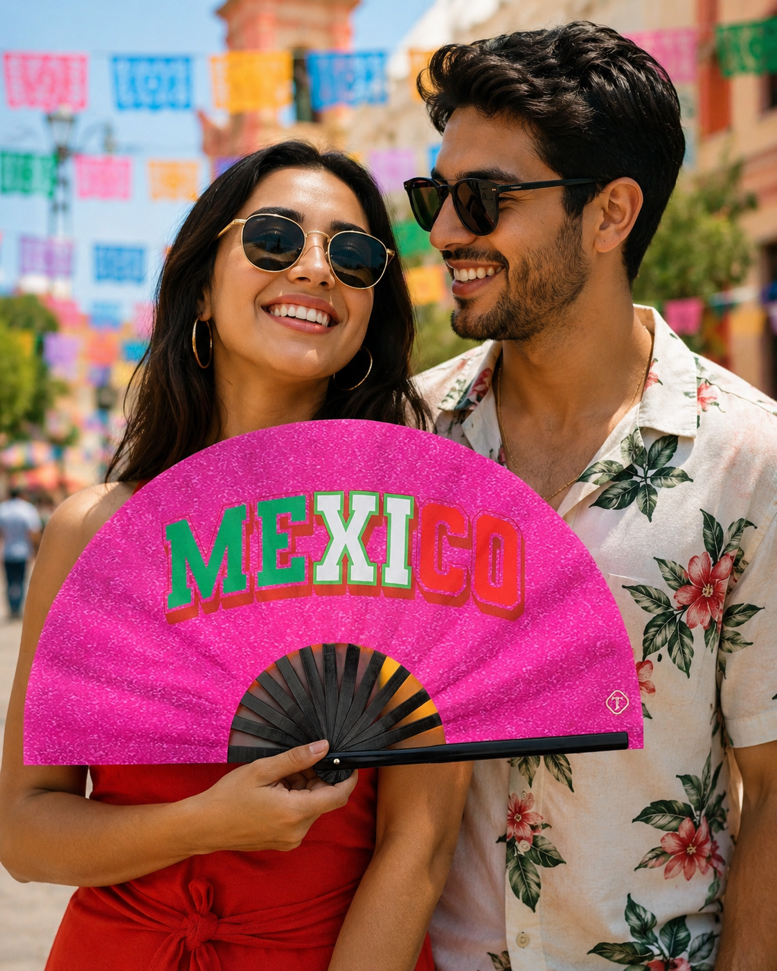Mexico Pink Glitter Folding Fan – Bamboo Clack Hand Fan