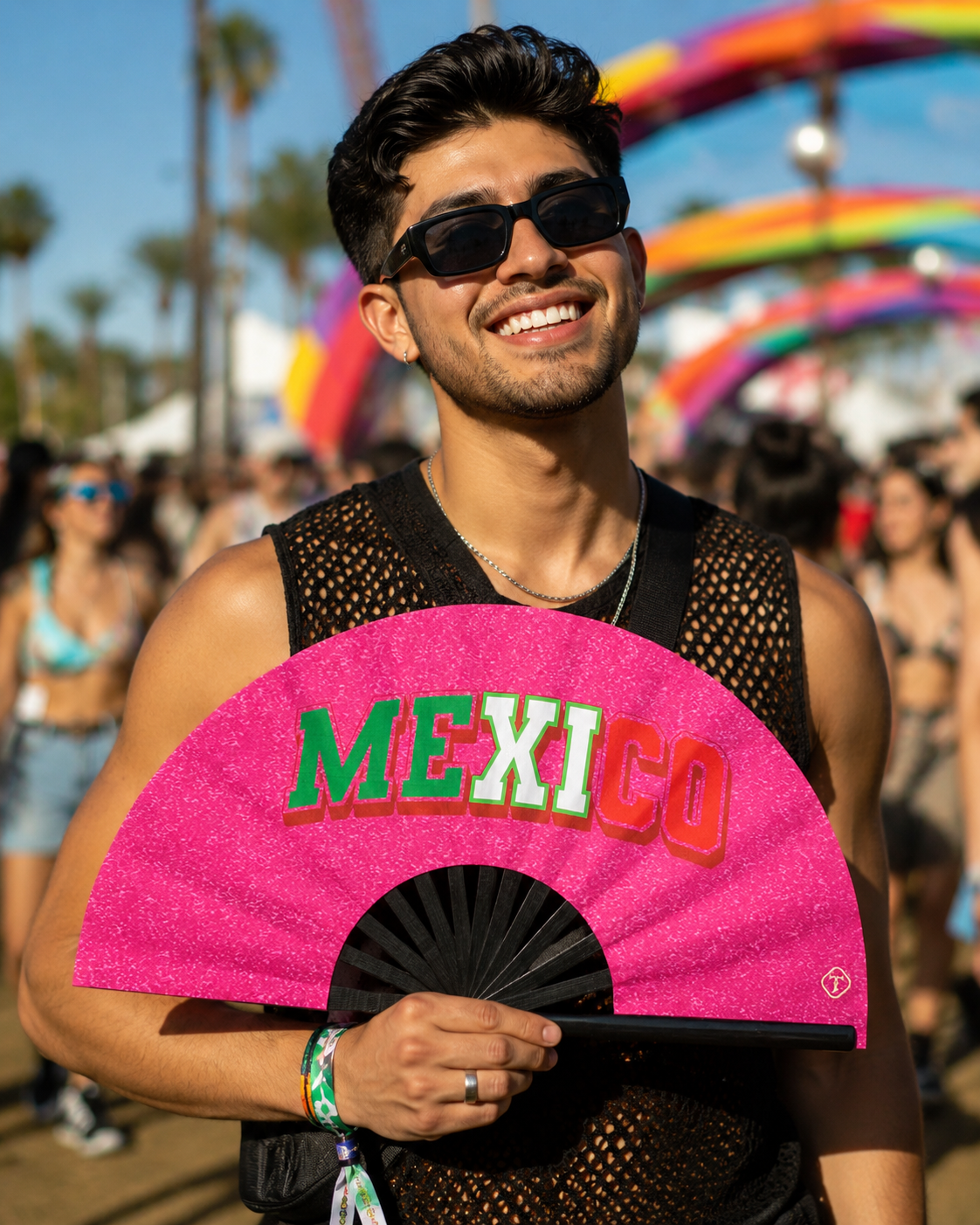 Mexico Pink Glitter Folding Fan – Bamboo Clack Hand Fan