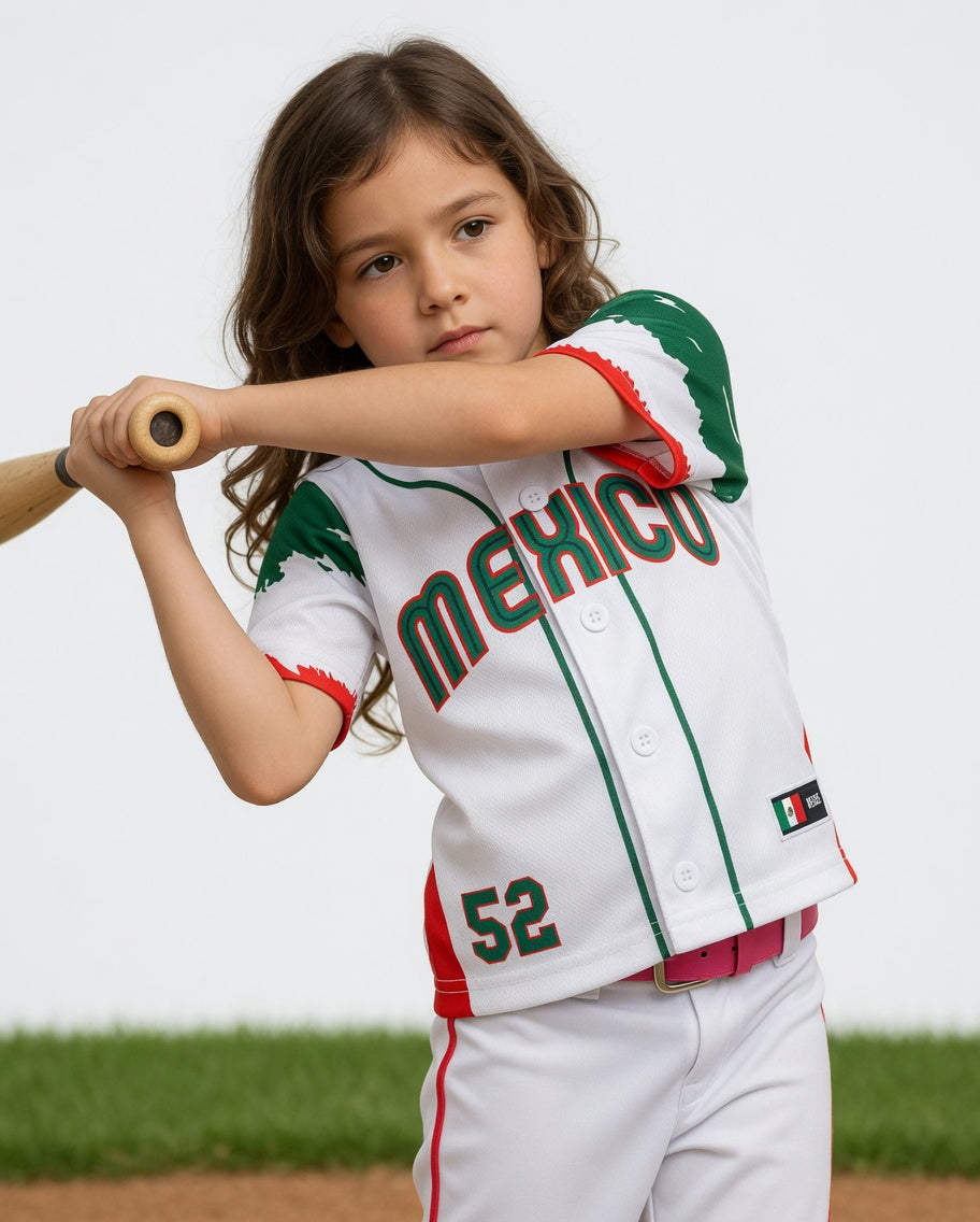Kids Mexico Soccer T-Shirt - White Youth Jersey #52