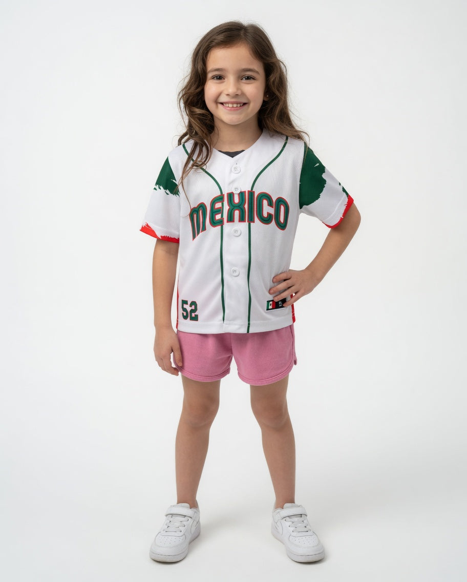 Kids Mexico Soccer T-Shirt - White Youth Jersey #52