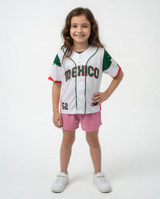 Kids Mexico Soccer T-Shirt - White Youth Jersey #52
