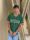 Mexico Green Baseball Jersey for Men & Women – Aztec Back Graphic, Button Up Mesh Top, Lightweight Mexico Jersey