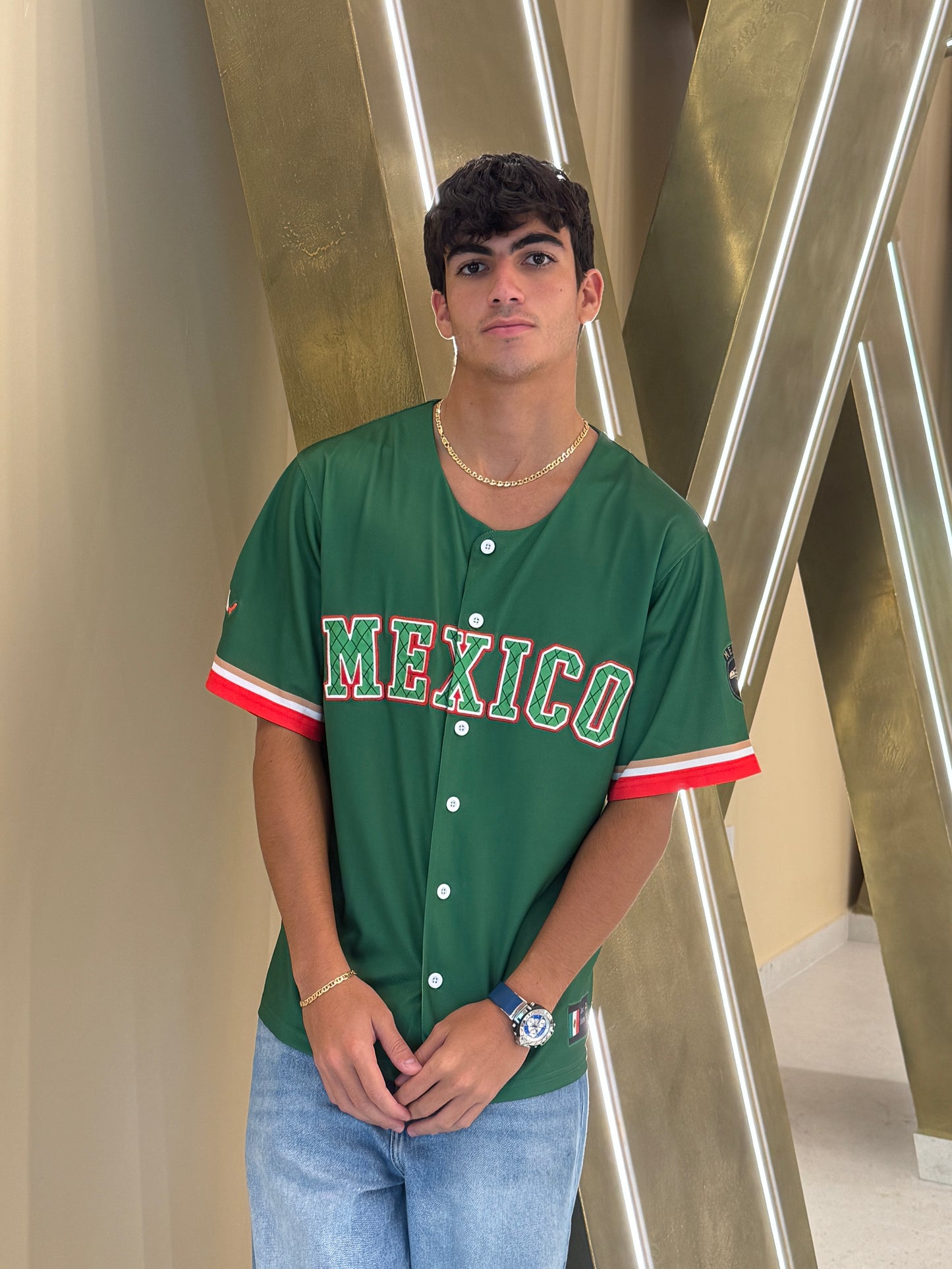 Mexico Green Baseball Jersey for Men & Women – Aztec Back Graphic, Button Up Mesh Top, Lightweight Mexico Jersey
