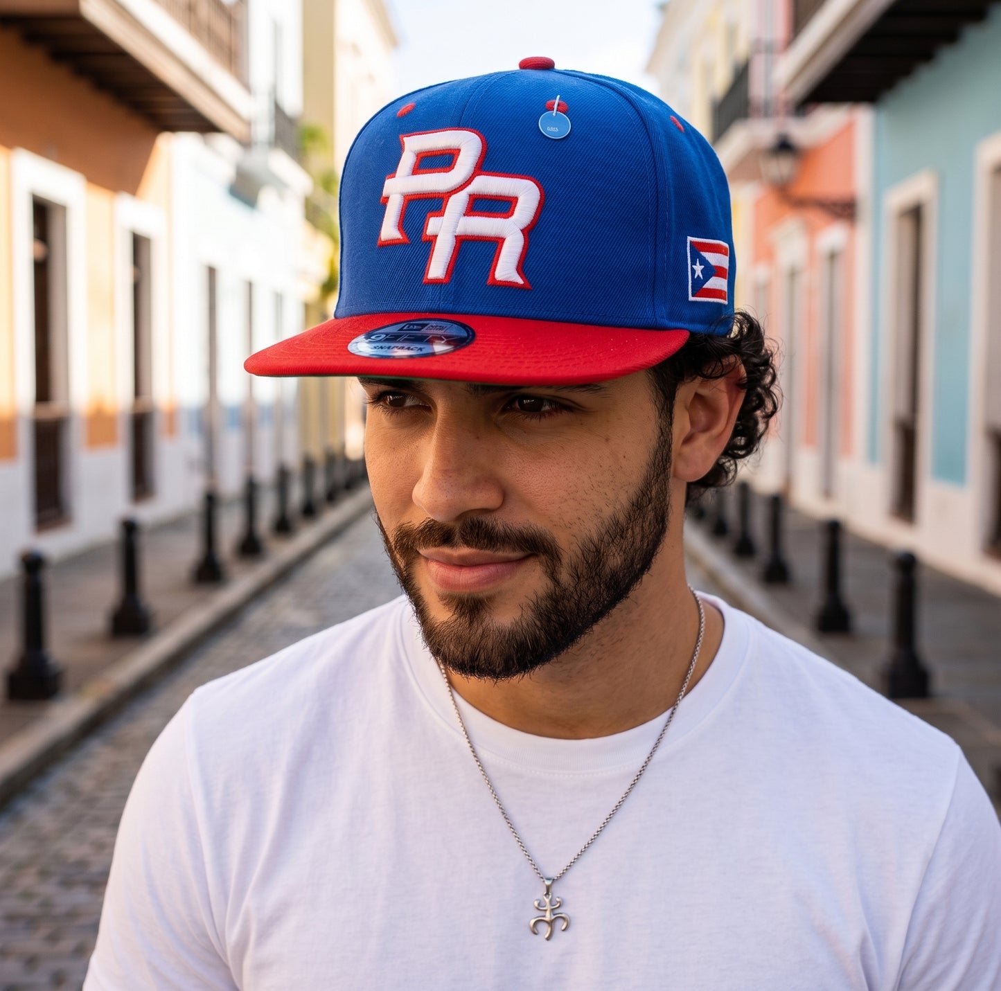 Puerto Rico PR Red Blue Flat Brim Snapback Hat – 5D Embroidered Cap