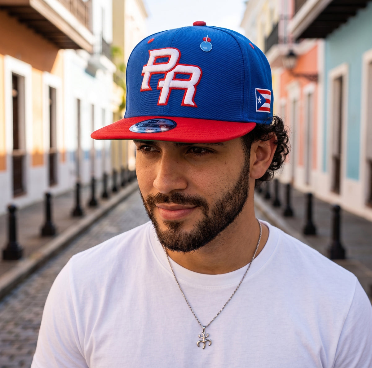 Puerto Rico PR Red Blue Flat Brim Snapback Hat – 5D Embroidered Cap