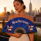NYC Boricua folding fan with Puerto Rican inspired NY graphics