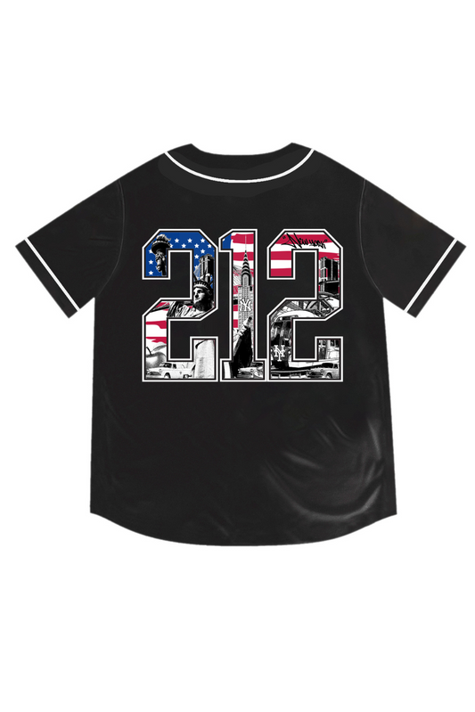 HEADZFLEX New York Baseball Jersey – 212 Fan Edition with NYC Landmarks and Embroidered Front Design