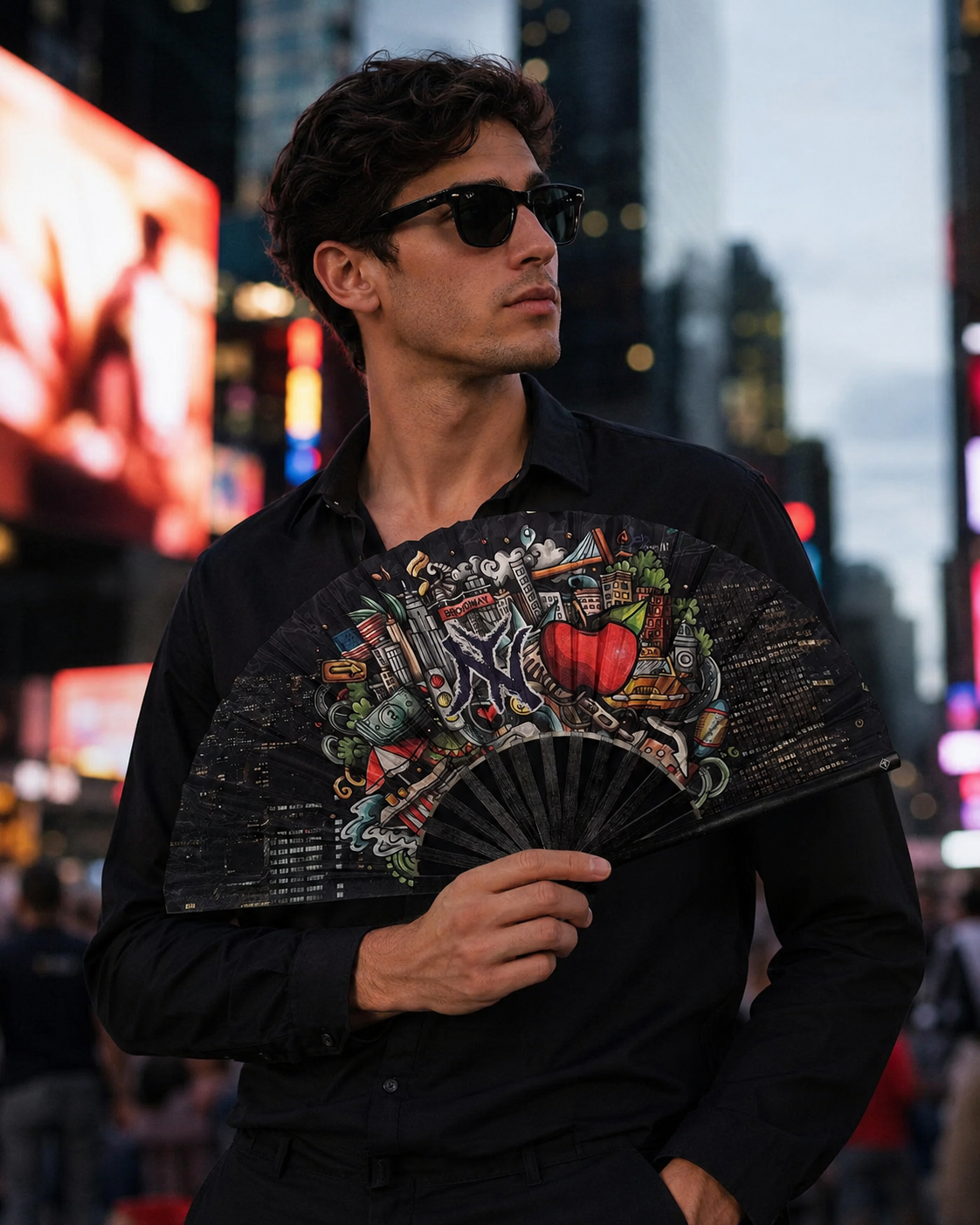 Broadway NYC Folding Fan – Black Bamboo Clack Fan