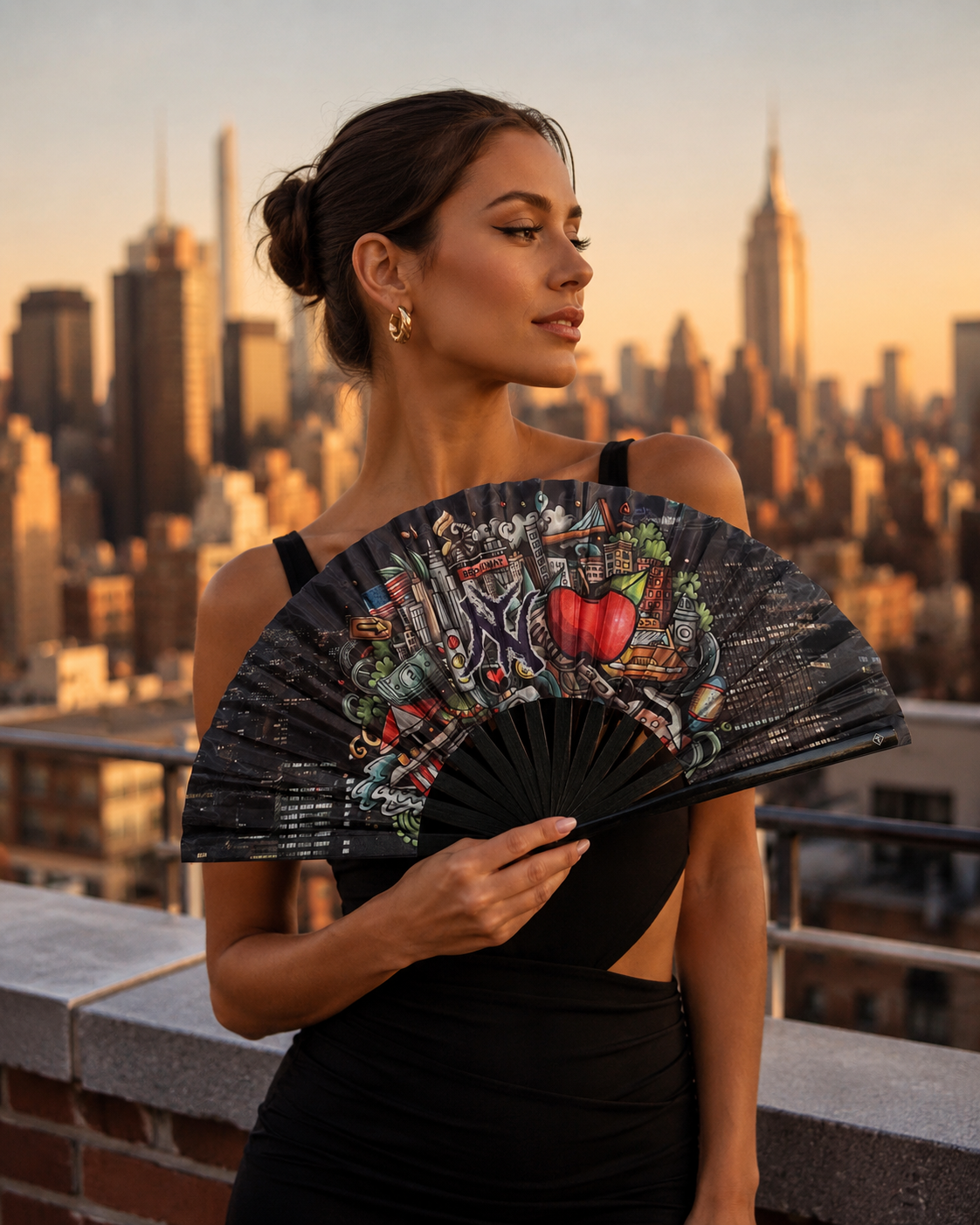 Broadway NYC Folding Fan – Black Bamboo Clack Fan